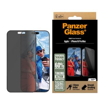 iPhone 16 Pro Max PanzerGlass Ultra-Wide Fit Privacy EasyAligner Panzerglas - Schwarz Rand