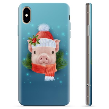 iPhone XS Max TPU Hülle - Winter Schweinchen