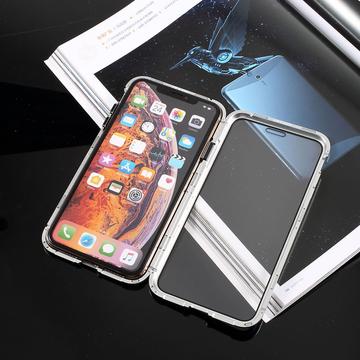 iPhone XS/X Magnetisches Cover mit Panzerglas - Silber