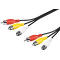 Goobay Composite-Audio und Videokabel - 3x RCA Stecker - Vernickelter - 10m