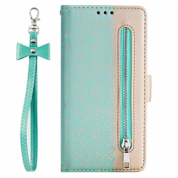 Lace Pattern Samsung Galaxy S20 Wallet Hülle mit Ständerfunktion - Grün