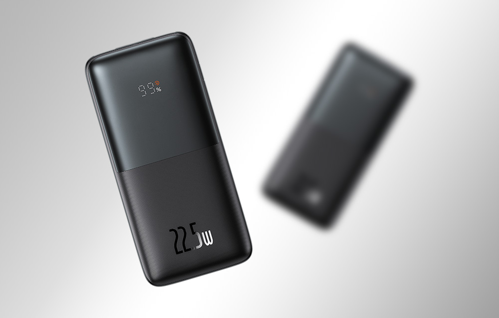 Baseus Bipow Pro Digital Display Schnelllade-Powerbank 10000mAh/22.5W - 2xUSB, USB-C - Schwarz