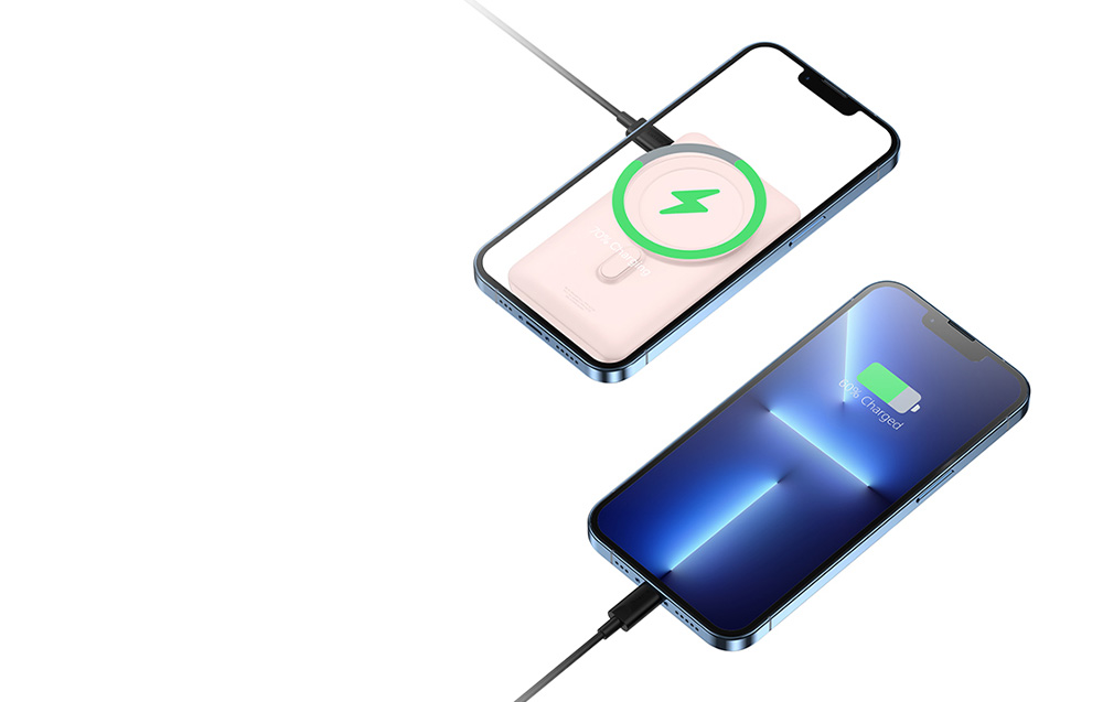 Baseus Magnetic Wireless Power Bank 10000mAh - USB-C 20W, MagSafe-kompatibel - Pink