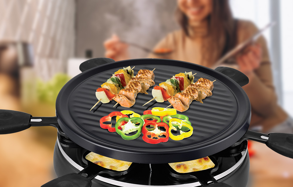 Techwood TRA-608 Elektrischer Raclette-Grill für 6 Personen