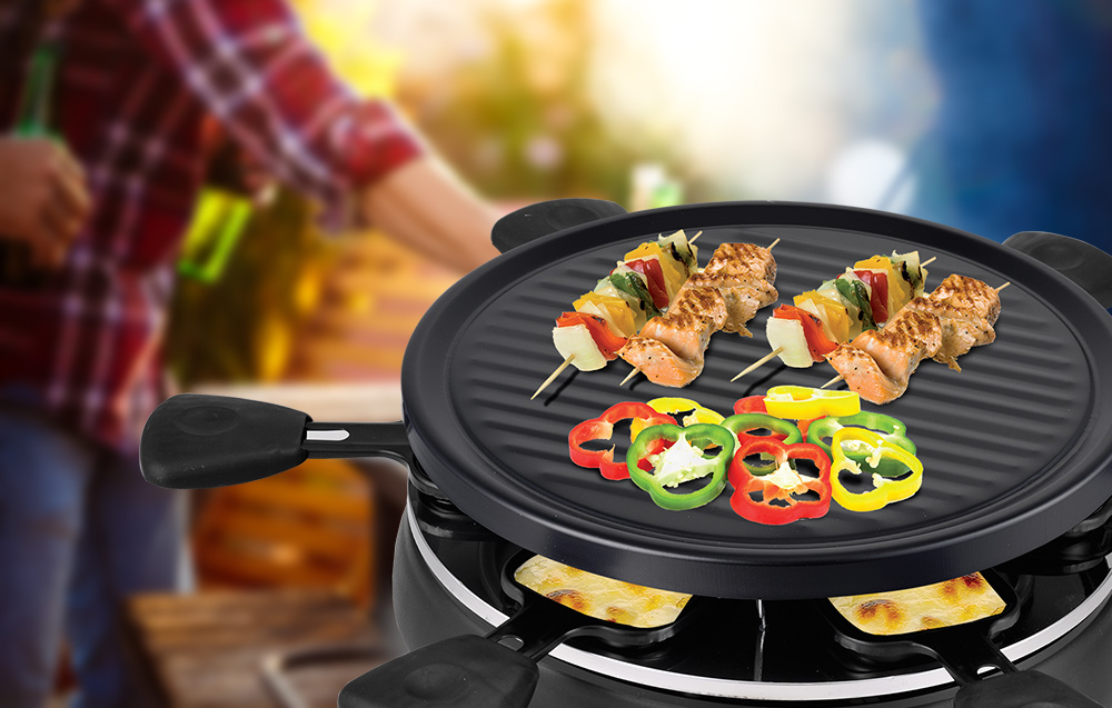 Techwood TRA-608 Elektrischer Raclette-Grill für 6 Personen